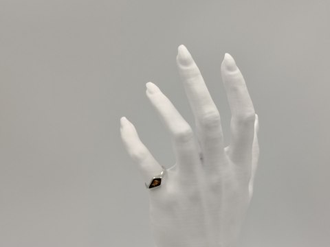 Piękny stary srebrny damski pierścionek BURSZTYN r.15 biżuteria VINTAGE