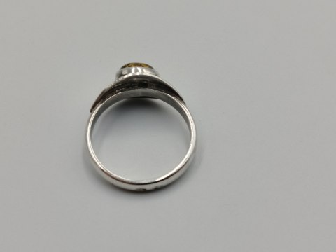 Piękny stary srebrny damski pierścionek BURSZTYN r.18 biżuteria VINTAGE