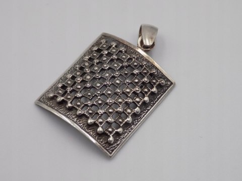 Stary, damski, srebrny wisiorek / zawieszka KRATKA - srebro 925 - biżuteria