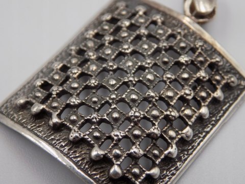 Stary, damski, srebrny wisiorek / zawieszka KRATKA - srebro 925 - biżuteria