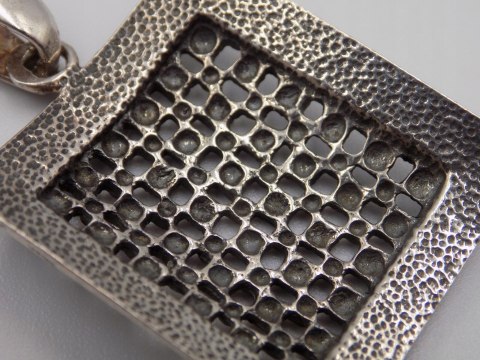 Stary, damski, srebrny wisiorek / zawieszka KRATKA - srebro 925 - biżuteria