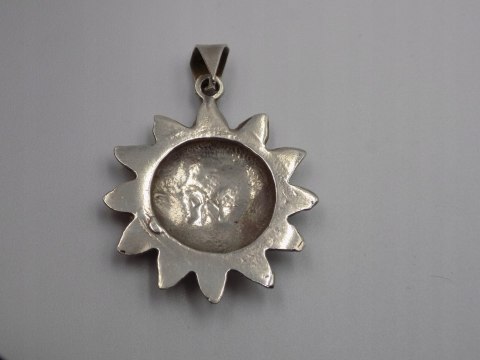 Stary, piękny, damski, srebrny wisiorek / zawieszka SŁOŃCE srebro VINTAGE