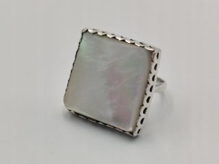 Stary piękny srebrny damski pierścionek MASA PERŁOWA r.17 biżuteria VINTAGE