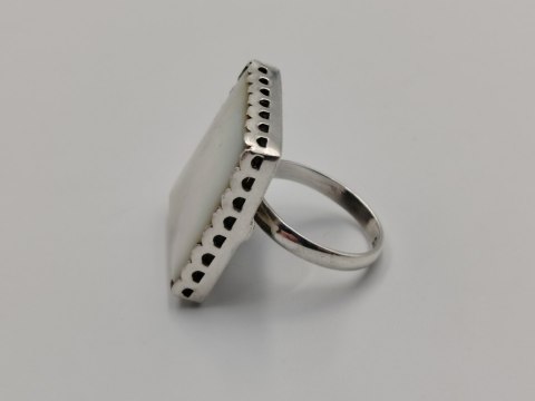 Stary piękny srebrny damski pierścionek MASA PERŁOWA r.17 biżuteria VINTAGE