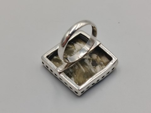 Stary piękny srebrny damski pierścionek MASA PERŁOWA r.17 biżuteria VINTAGE