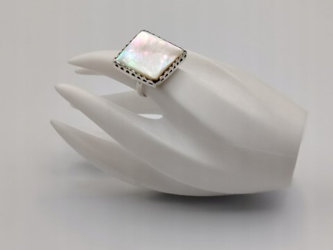 Stary piękny srebrny damski pierścionek MASA PERŁOWA r.17 biżuteria VINTAGE