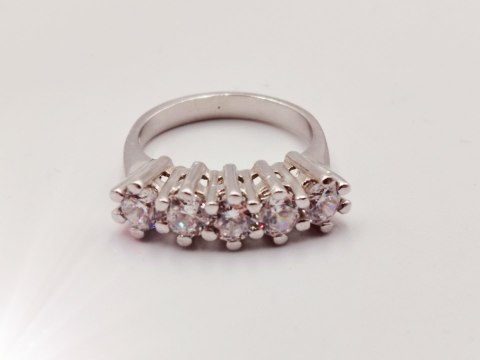 Piękny srebrny damski pierścionek CYRKONIE r.13/14 - VINTAGE biżuteria