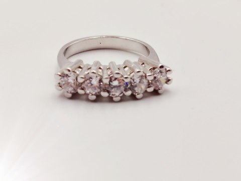 Piękny srebrny damski pierścionek CYRKONIE r.13/14 - VINTAGE biżuteria