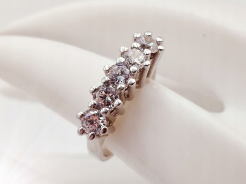 Piękny srebrny damski pierścionek CYRKONIE r.13/14 - VINTAGE biżuteria