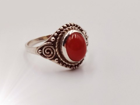 Piękny srebrny damski pierścionek KABOSZON KARNEOL r.16 VINTAGE biżuteria