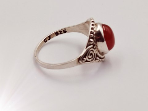 Piękny srebrny damski pierścionek KABOSZON KARNEOL r.16 VINTAGE biżuteria