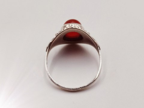 Piękny srebrny damski pierścionek KABOSZON KARNEOL r.16 VINTAGE biżuteria