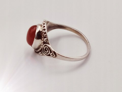 Piękny srebrny damski pierścionek KABOSZON KARNEOL r.16 VINTAGE biżuteria
