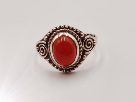 Piękny srebrny damski pierścionek KABOSZON KARNEOL r.16 VINTAGE biżuteria