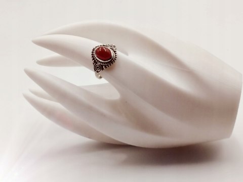 Piękny srebrny damski pierścionek KABOSZON KARNEOL r.16 VINTAGE biżuteria