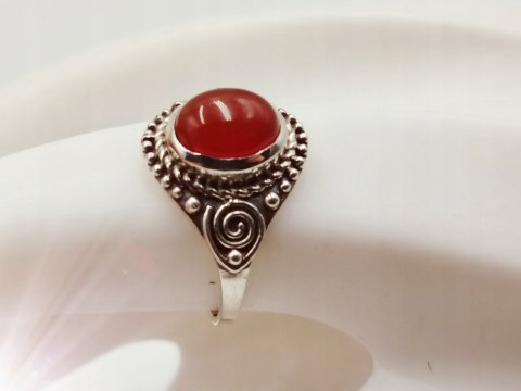 Piękny srebrny damski pierścionek KABOSZON KARNEOL r.16 VINTAGE biżuteria