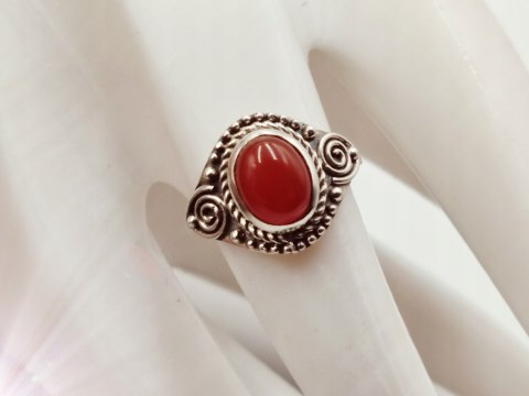 Piękny srebrny damski pierścionek KABOSZON KARNEOL r.16 VINTAGE biżuteria
