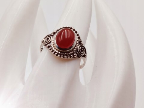 Piękny srebrny damski pierścionek KABOSZON KARNEOL r.16 VINTAGE biżuteria
