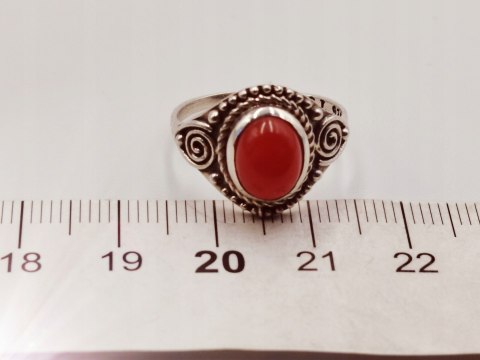 Piękny srebrny damski pierścionek KABOSZON KARNEOL r.16 VINTAGE biżuteria