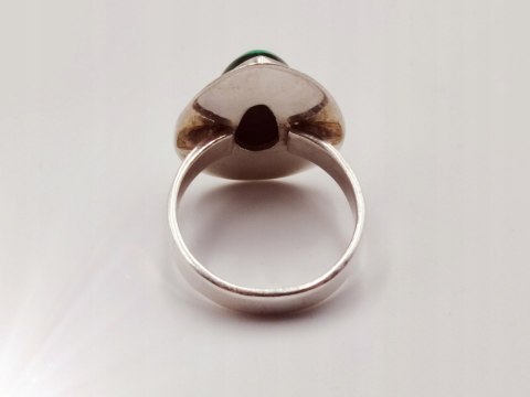 Piękny srebrny damski pierścionek KABOSZON MALACHIT r.16 VINTAGE biżuteria