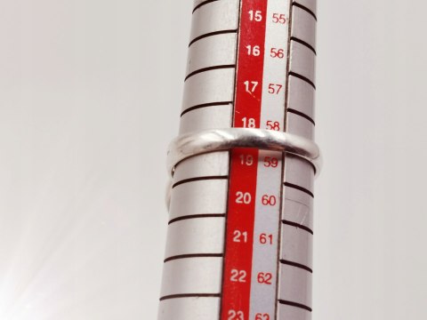 Piękny srebrny damski pierścionek LIŚĆ+PERŁA r.18/19 biżuteria VINTAGE