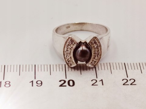 Piękny srebrny damski pierścionek PERŁA+CYRKONIE r.16 biżuteria VINTAGE