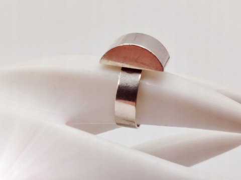 Piękny srebrny damski pierścionek "PÓŁKOLE" r.13 - VINTAGE biżuteria