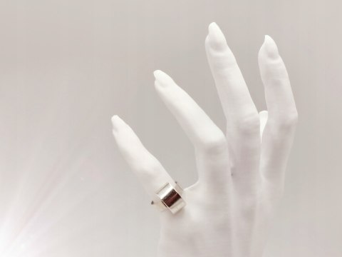 Piękny srebrny damski pierścionek "PÓŁKOLE" r.13 - VINTAGE biżuteria