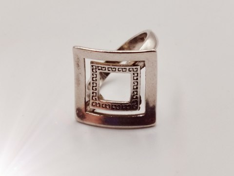 Piękny srebrny damski pierścionek ażurowy KWADRATY r.12 VINTAGE biżuteria