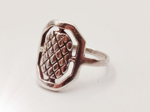 Piękny srebrny damski pierścionek ażurowy SIATECZKA r.14 VINTAGE biżuteria