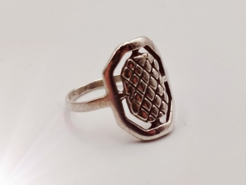 Piękny srebrny damski pierścionek ażurowy SIATECZKA r.14 VINTAGE biżuteria