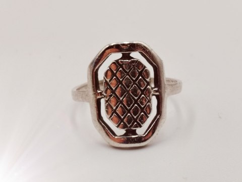 Piękny srebrny damski pierścionek ażurowy SIATECZKA r.14 VINTAGE biżuteria