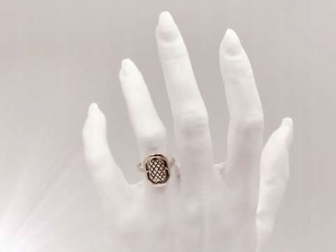 Piękny srebrny damski pierścionek ażurowy SIATECZKA r.14 VINTAGE biżuteria