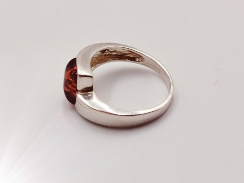 Piękny stary srebrny damski pierścionek BURSZTYN r.12 biżuteria VINTAGE