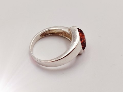 Piękny stary srebrny damski pierścionek BURSZTYN r.12 biżuteria VINTAGE