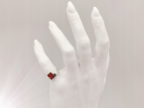 Piękny stary srebrny damski pierścionek BURSZTYN r.12 biżuteria VINTAGE