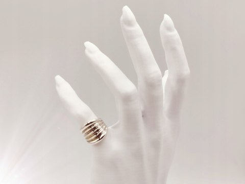 Srebrny damski pierścionek FALE / HARMONIA - roz.11 VINTAGE biżuteria