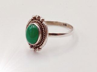 Srebrny damski pierścionek KABOSZON AGAT ZIELONY r.17 VINTAGE biżuteria