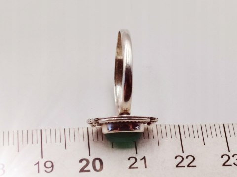 Srebrny damski pierścionek KABOSZON AGAT ZIELONY r.17 VINTAGE biżuteria