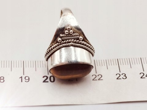 Srebrny damski pierścionek KABOSZON TYGRYSIE OKO r.17/18 VINTAGE biżuteria