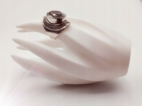 Srebrny damski pierścionek KRYSZTAŁ GÓRSKI r.16/17 srebro VINTAGE handmade