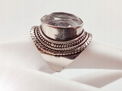 Srebrny damski pierścionek KRYSZTAŁ GÓRSKI r.16/17 srebro VINTAGE handmade