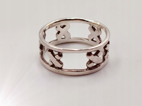 Srebrny damski pierścionek/obrączka ażurowa XXX IKSY roz. 13/14 VINTAGE