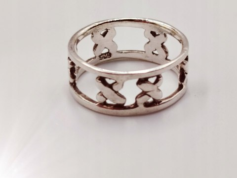 Srebrny damski pierścionek/obrączka ażurowa XXX IKSY roz. 13/14 VINTAGE