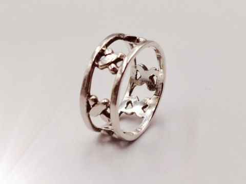 Srebrny damski pierścionek/obrączka ażurowa XXX IKSY roz. 13/14 VINTAGE