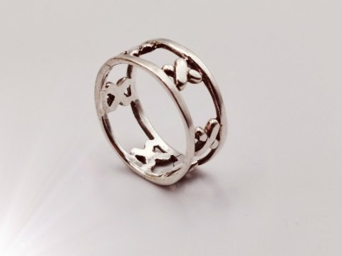 Srebrny damski pierścionek/obrączka ażurowa XXX IKSY roz. 13/14 VINTAGE