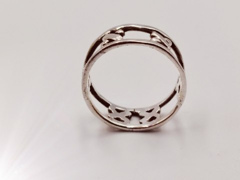 Srebrny damski pierścionek/obrączka ażurowa XXX IKSY roz. 13/14 VINTAGE
