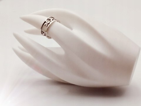 Srebrny damski pierścionek/obrączka ażurowa XXX IKSY roz. 13/14 VINTAGE