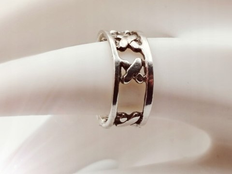 Srebrny damski pierścionek/obrączka ażurowa XXX IKSY roz. 13/14 VINTAGE