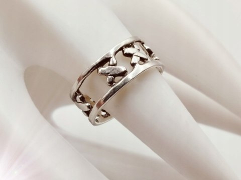 Srebrny damski pierścionek/obrączka ażurowa XXX IKSY roz. 13/14 VINTAGE